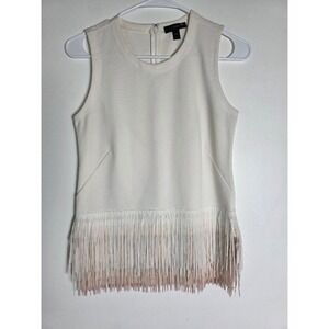 J. Crew Fringe Sleeveless Top XXS‎ Cream Party Cocktail Tank